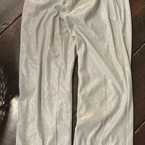 Sparkling Silver Pants with matching bra. Size Medium